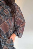 Ainsley Plaid Chiffon Blouse Chocolate